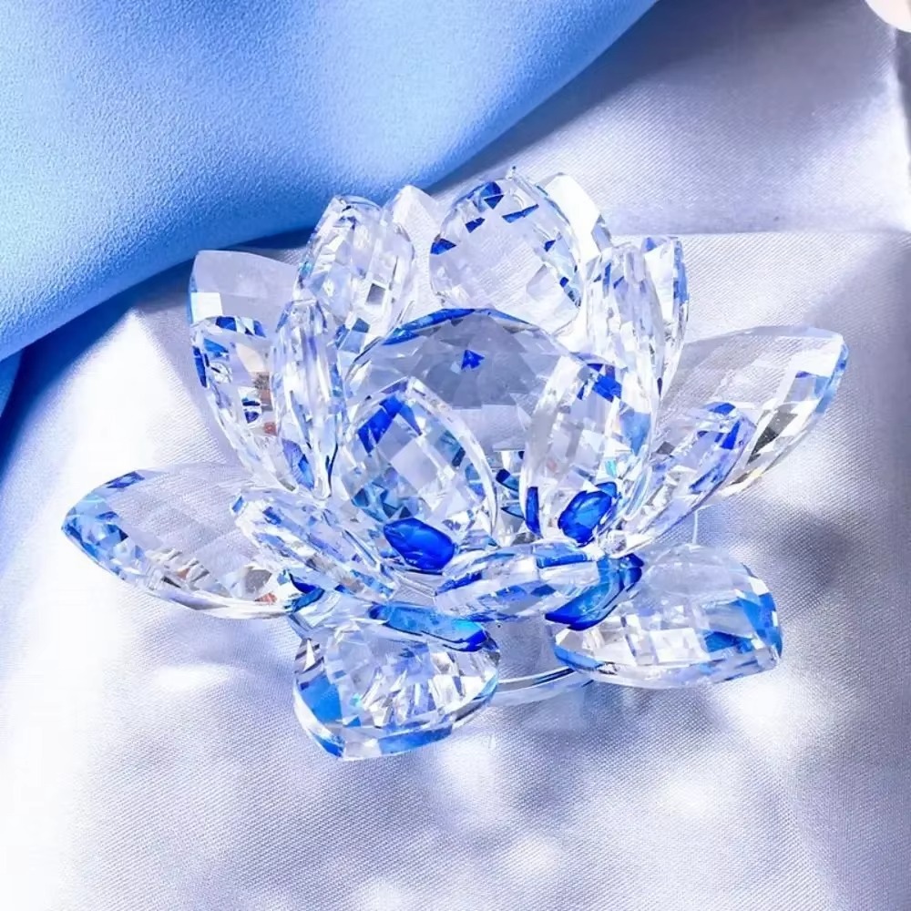 Paper Weight Crystal - Figurka Kryształowego Kwiatu Lotosu 60-140mm, Dekoracja
